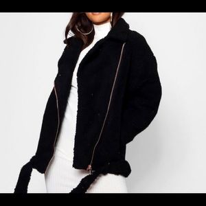 NWT Faux Fur Biker Jacket